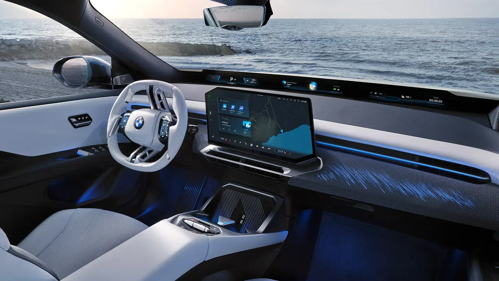 مقصورة BMW iX3 الجديدة بشاشة وسطية كبيرة وعجلة قيادة بتصميم جديد