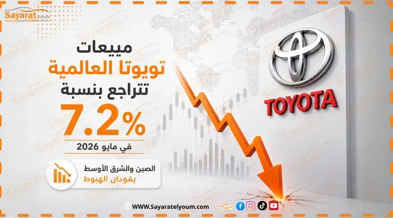 إنفوجراف تراجع مبيعات تويوتا العالمية بنسبة 7.2% في مايو 2026