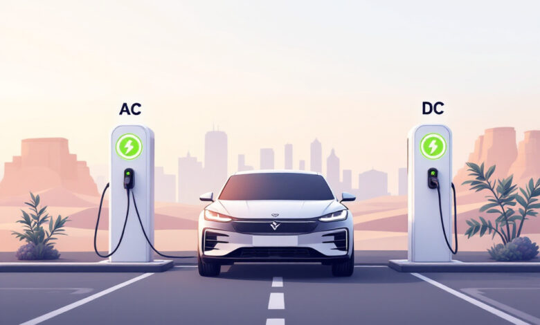 الفرق بين شحن ac وdc للسيارات الكهربائية