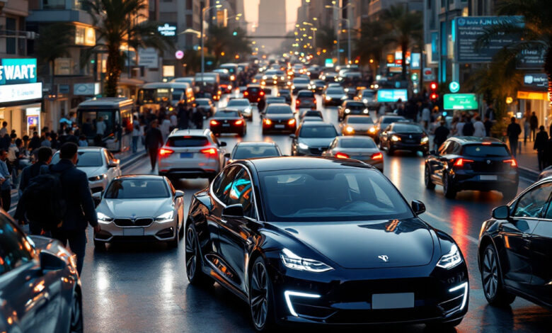 مدى السيارة الكهربائية في الزحام