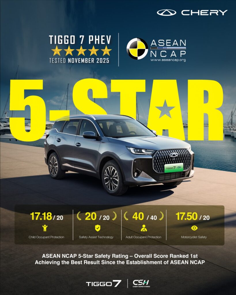 شيري TIGGO7 تحصد خمس نجوم في تقييمات السلامة