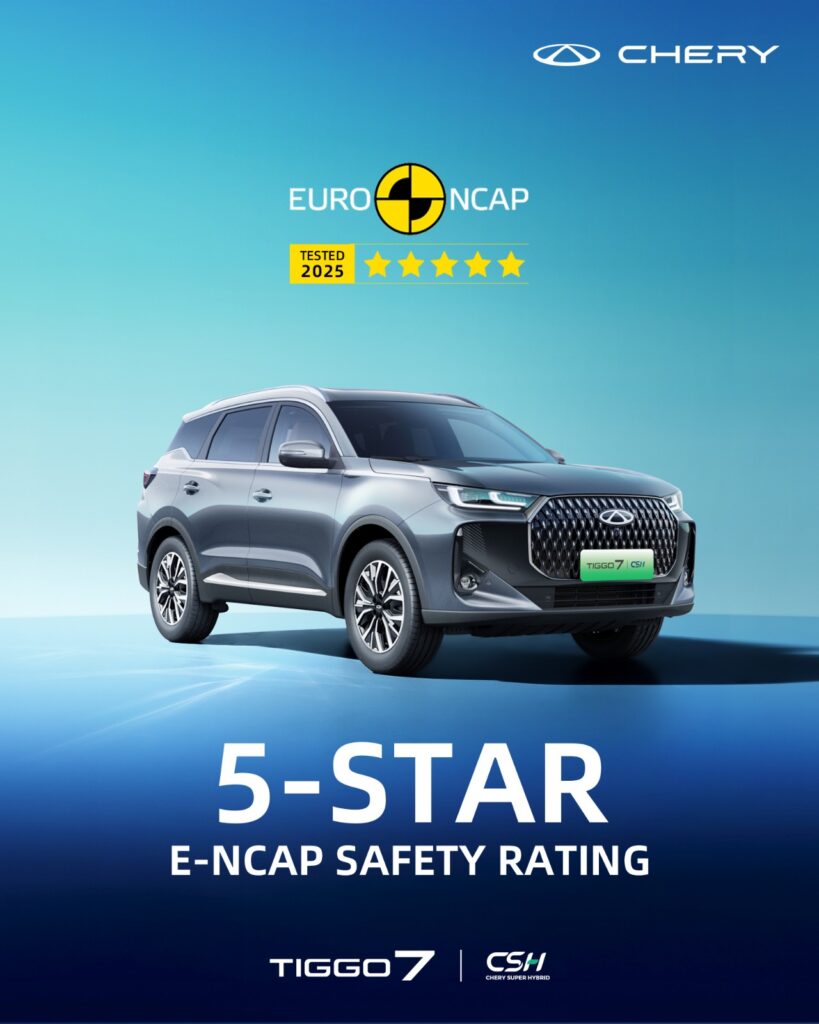 شيري TIGGO7 تحصد خمس نجوم في تقييمات السلامة