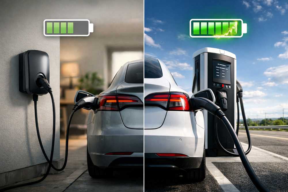 الفرق بين شحن AC وDC للسيارات الكهربائية