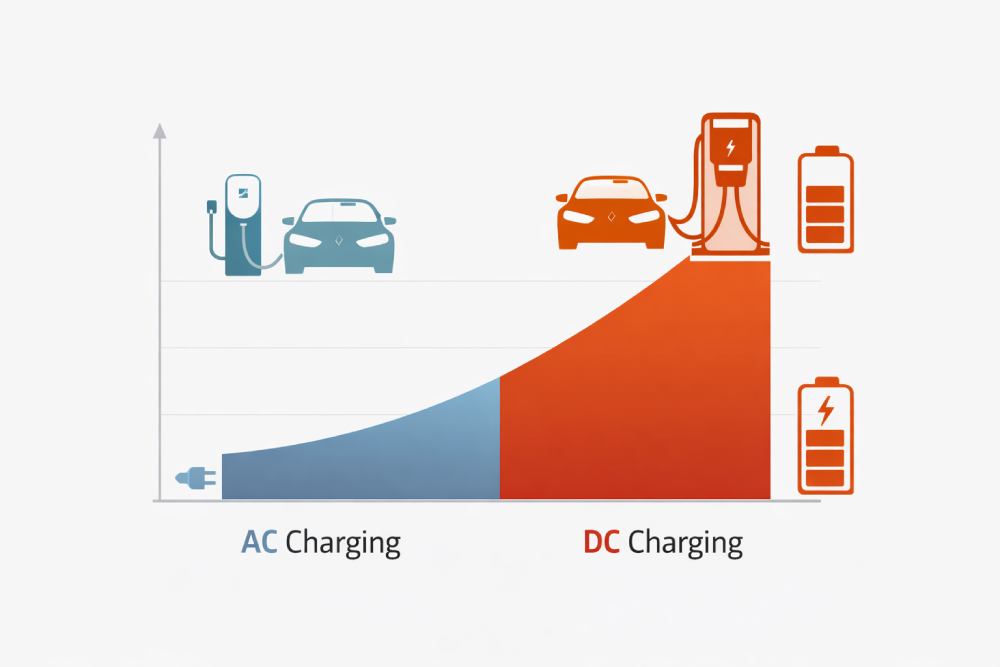 الفرق بين شحن AC وDC للسيارات الكهربائية